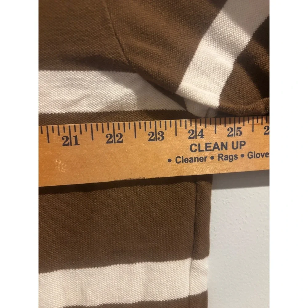 Vintage Ralph Lauren‎ Polo Shirt Men's XL Short Sleeve Brown Cream Striped